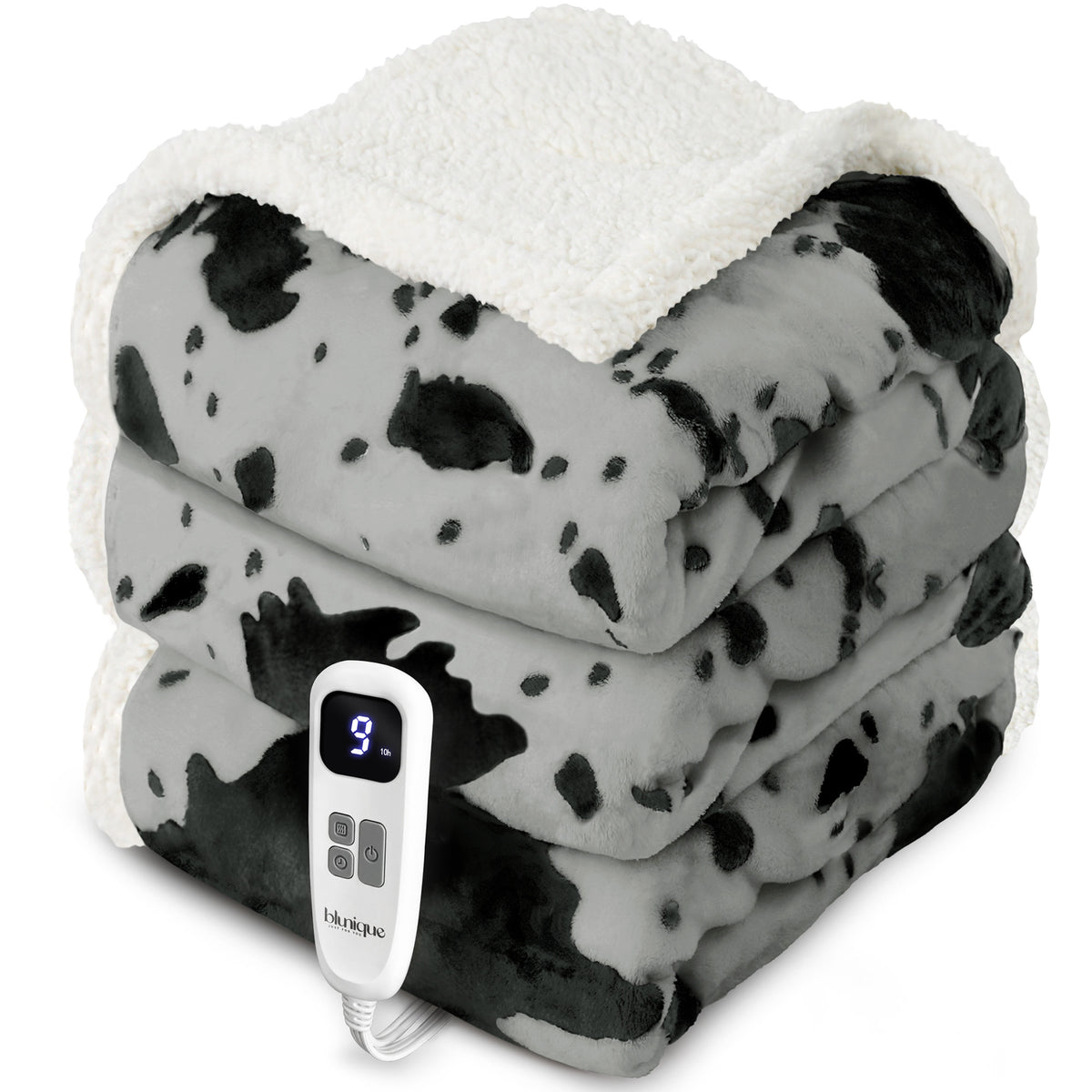 blunique - Cow Print Electric Heated Throw & Blanket
