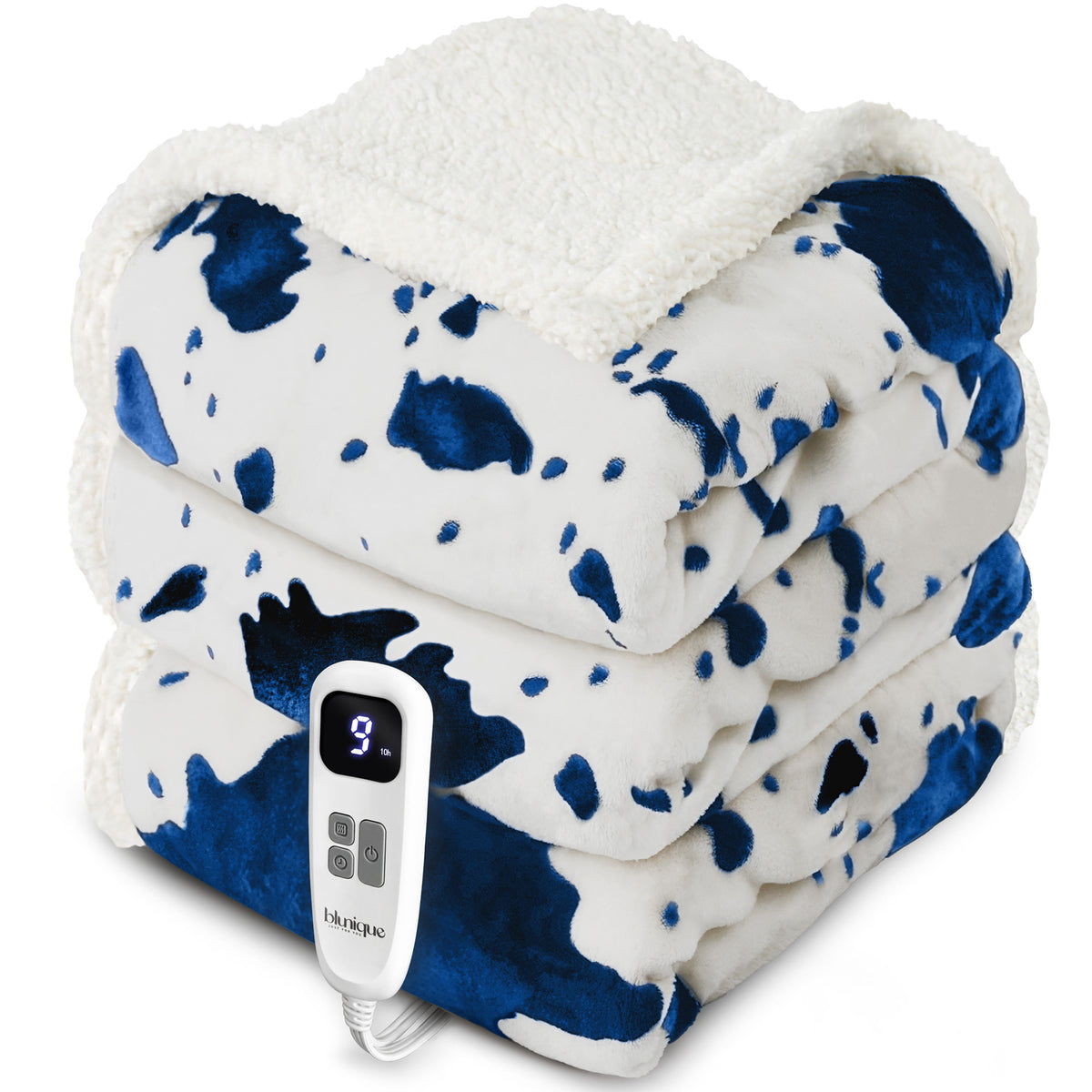 blunique - Cow Print Electric Heated Throw & Blanket