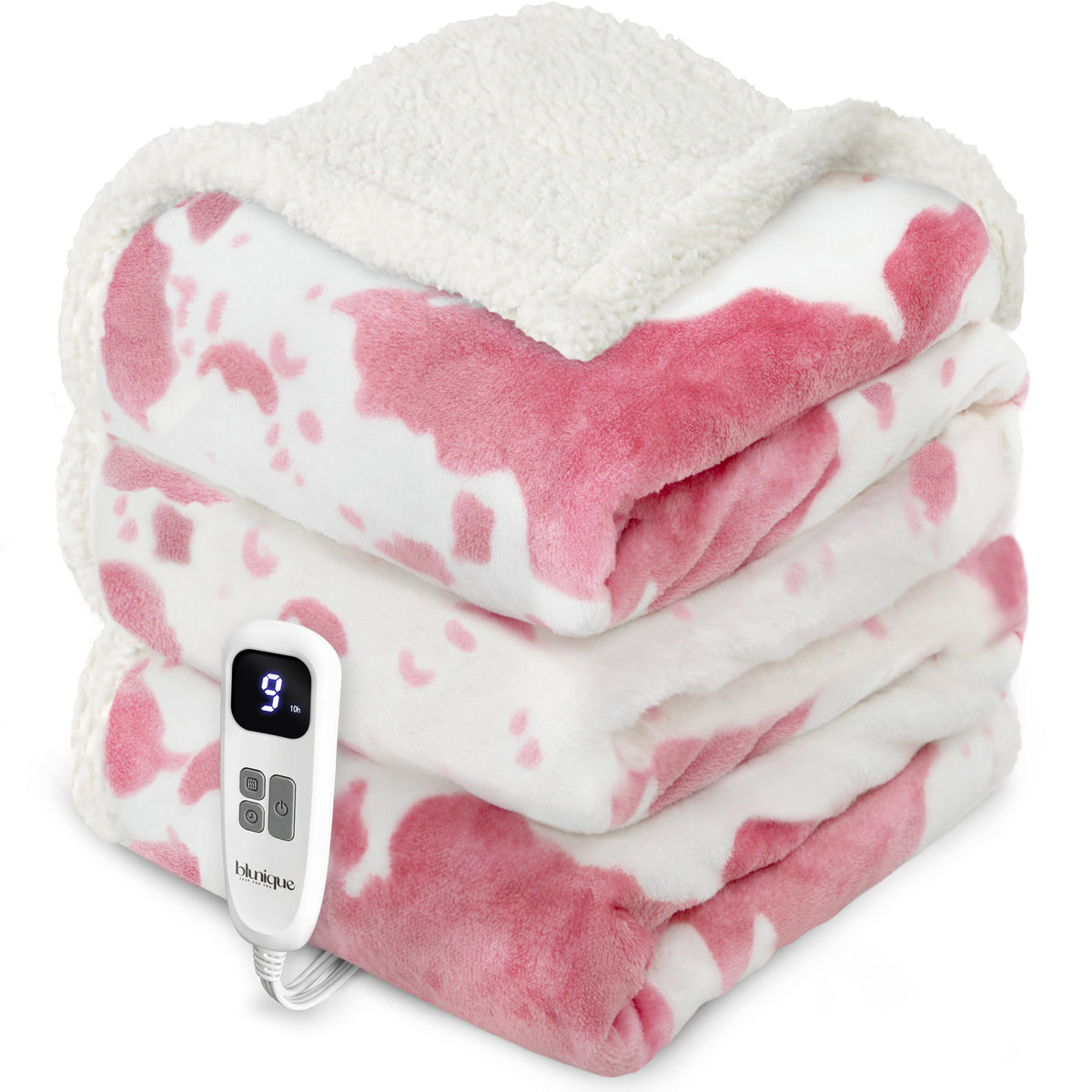 blunique - Cow Print Electric Heated Throw & Blanket
