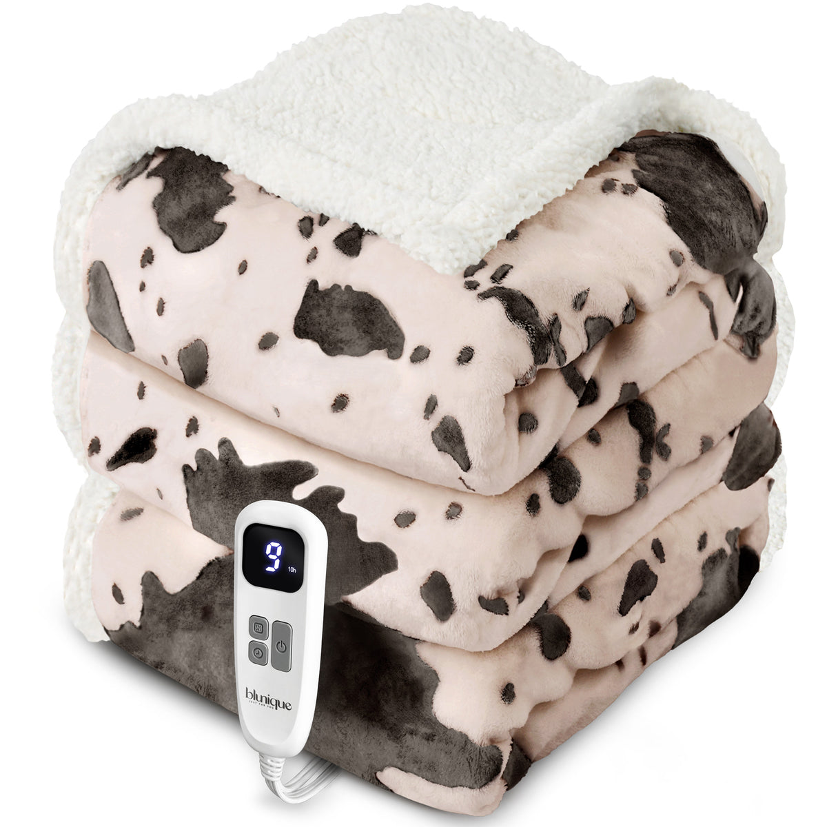blunique - Cow Print Electric Heated Throw & Blanket
