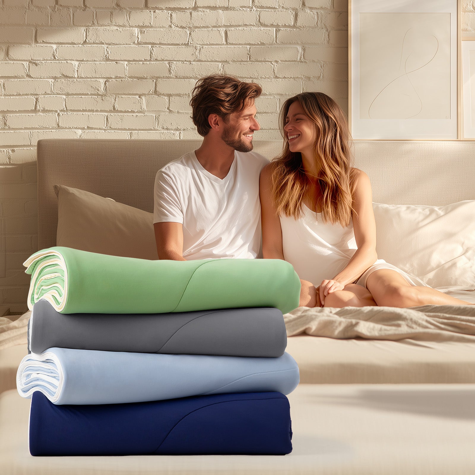 breathable summer ice blanket on bed