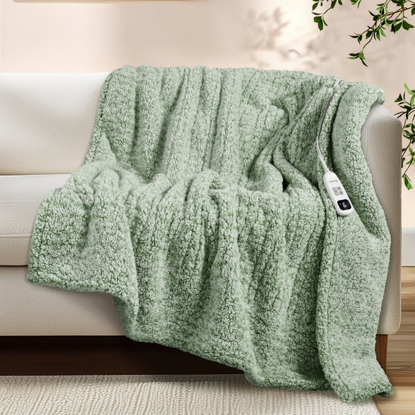 blunique -  Double Sided Print Cozy Sherpa - Fast Heated Blanket Electric Blanket