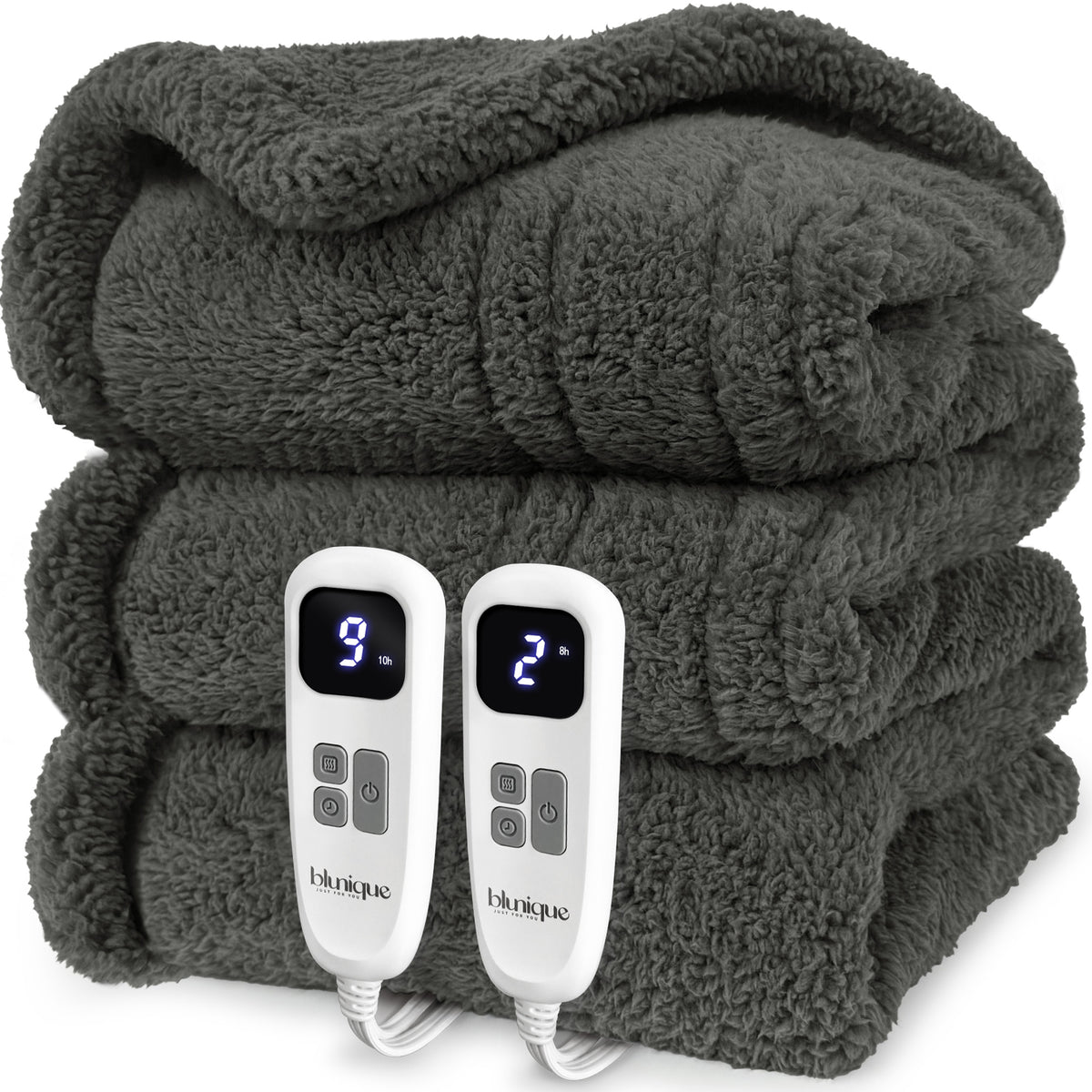 blunique -  Double Sided Cozy Sherpa - Fast Heated Blanket Electric Blanket