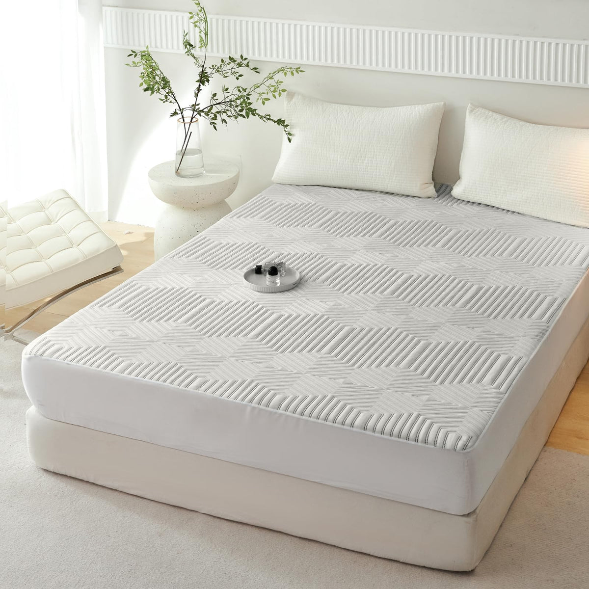 blunique - Waterproof Mattress Pad (Grey Hexagon)