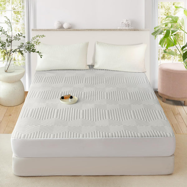 blunique - Waterproof Mattress Pad (Grey Hexagon)