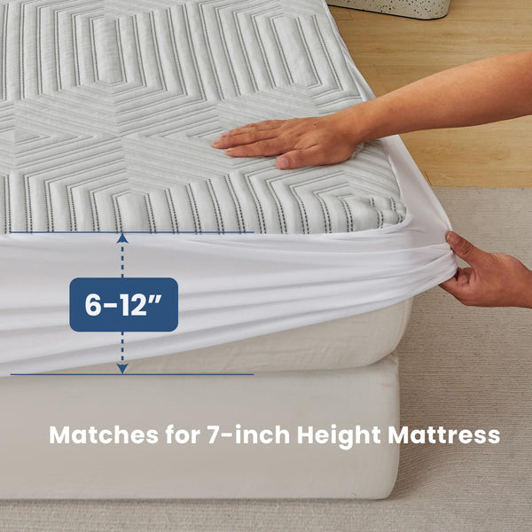 blunique - Waterproof Mattress Pad (Grey Hexagon)