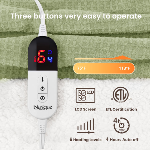 blunique - Waffle Sherpa Heated Throw & Blanket