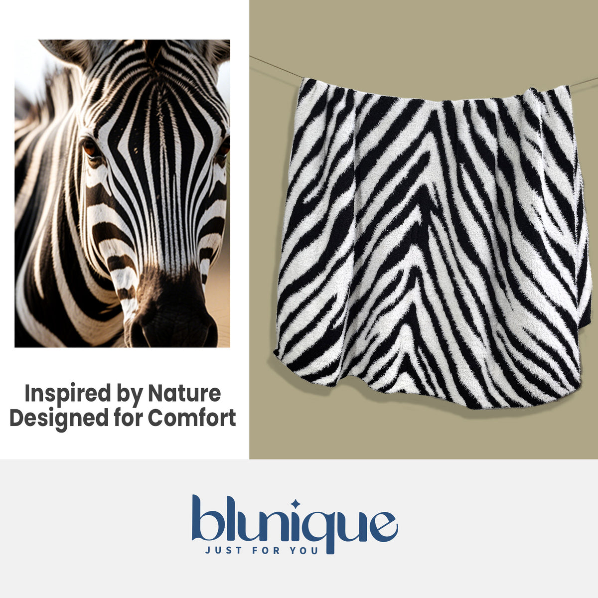 blunique -  Zebra Print  Super Soft Throw Blanket
