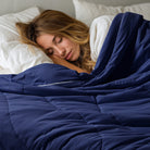 Cooling comforter for hot sleepers on bed