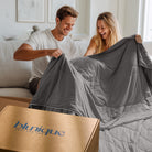 Cooling comforter for hot sleepers on bed