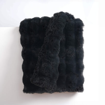 Black Bubble Bunny Faux Fur Blanket Blunique sleek luxury throw