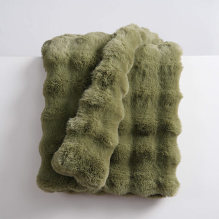 Green Bubble Bunny Faux Fur Blanket Blunique boho couch throw