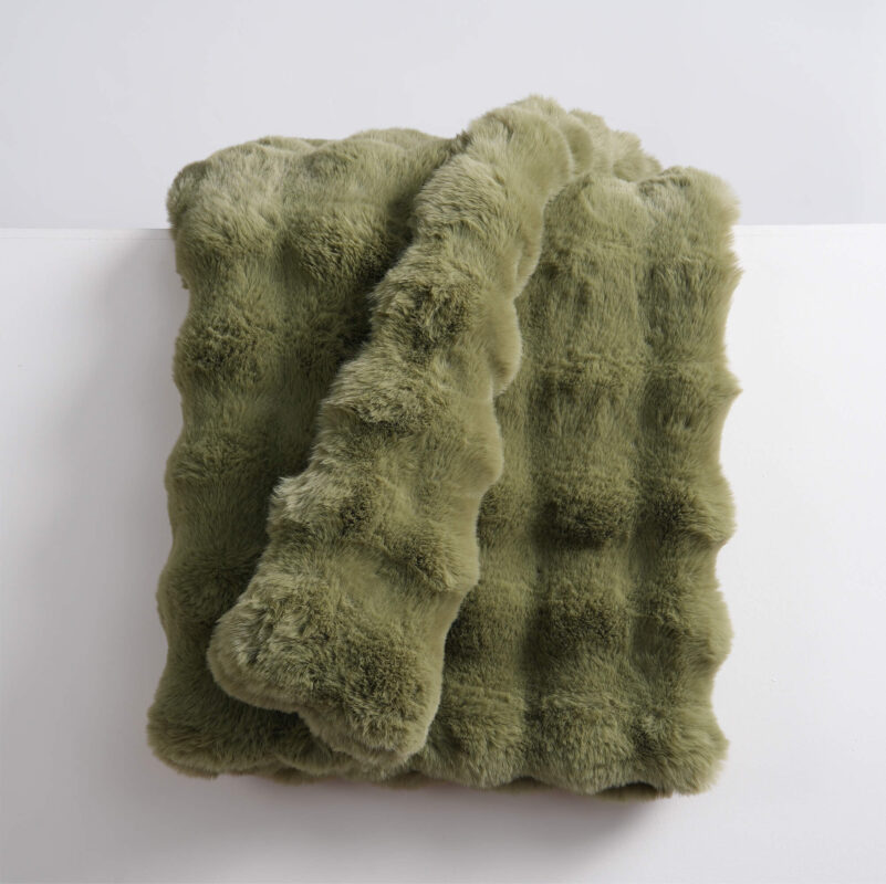 Green Bubble Bunny Faux Fur Blanket Blunique boho couch throw