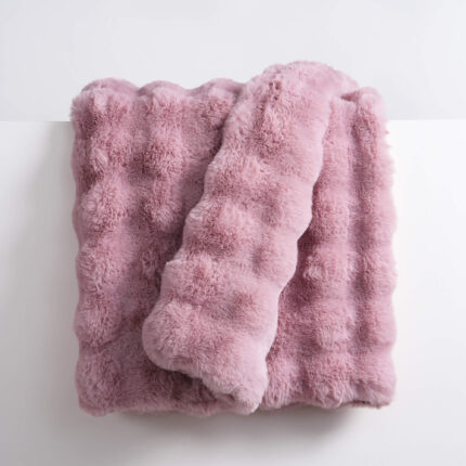 Pink Bubble Bunny Faux Fur Blanket Blunique plush home throw