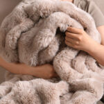 Hug shot tie-dye light brown bubble bunny faux fur blanket soft fuzzy bedding