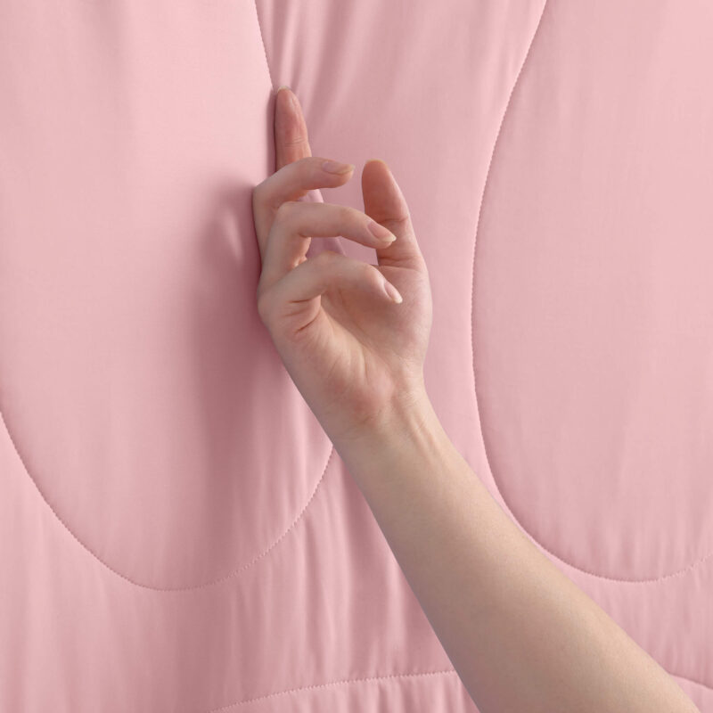 Pink Cooling Blanket Touch Shot, Silky Cooling Fabric Close Up